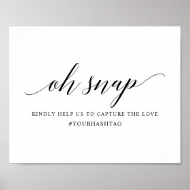 Black Elegant Typografy Wedding Hashtag Sign Poster