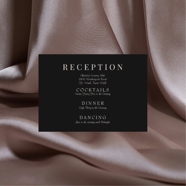 Black Elegant Wedding Empfang Enclosure Begleitkarte (Von Creator hochgeladen)