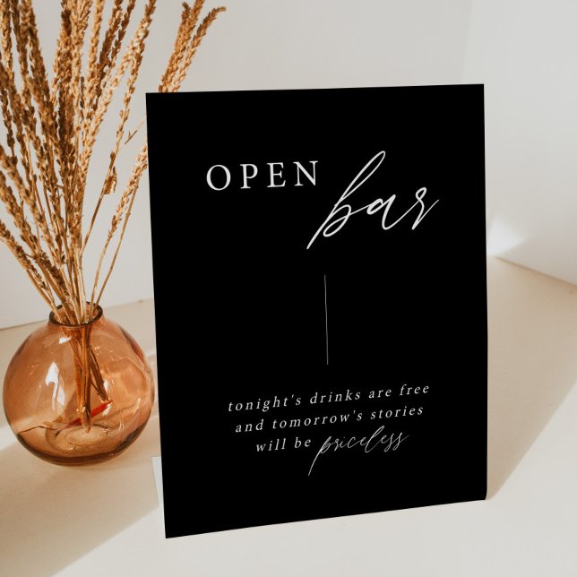 Black Elegant Wedding Open Bar Table Sign Sockelschild (Von Creator hochgeladen)