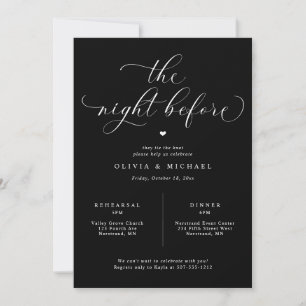Black Elegant Wedding Probe Dinner Einladung