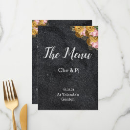 Black Elegant Wedding Table Menu Card Menükarte