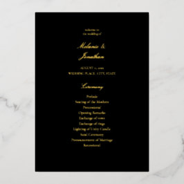 Black Elegant Wedding Zeremony Program Folieneinladung