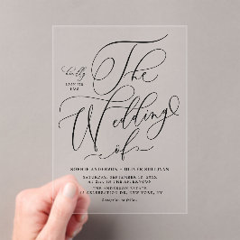 Black Elegant Whimsical Calligraphy Wedding Acryleinladungen