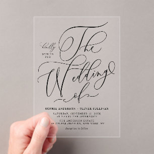 Black Elegant Whimsical Calligraphy Wedding Acryleinladungen