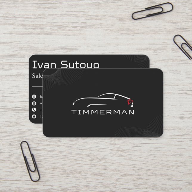 Black Elegante Car Sales Visitenkarte (Vorderseite/Rückseite Beispiel)