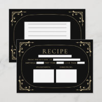 Black Elegante Deko Retro Brautparty Rezept Card