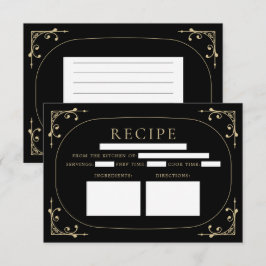 Black Elegante Deko Retro Brautparty Rezept Card Einladung