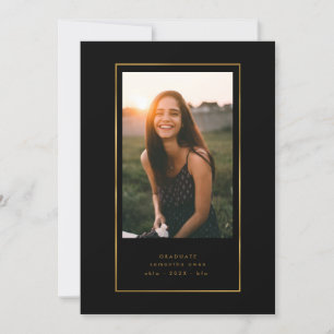 Black Elegante Foil Border Foto Universität Grad Ankündigung
