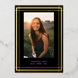 Black Elegante Foil Border Foto Universität Grad Folieneinladung