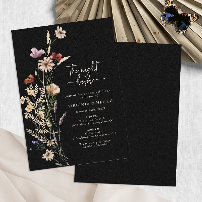 Black Elegante Probe Dinner Einladung (Black Elegant Rehearsal Dinner Invitation by Painted Paperie
)
