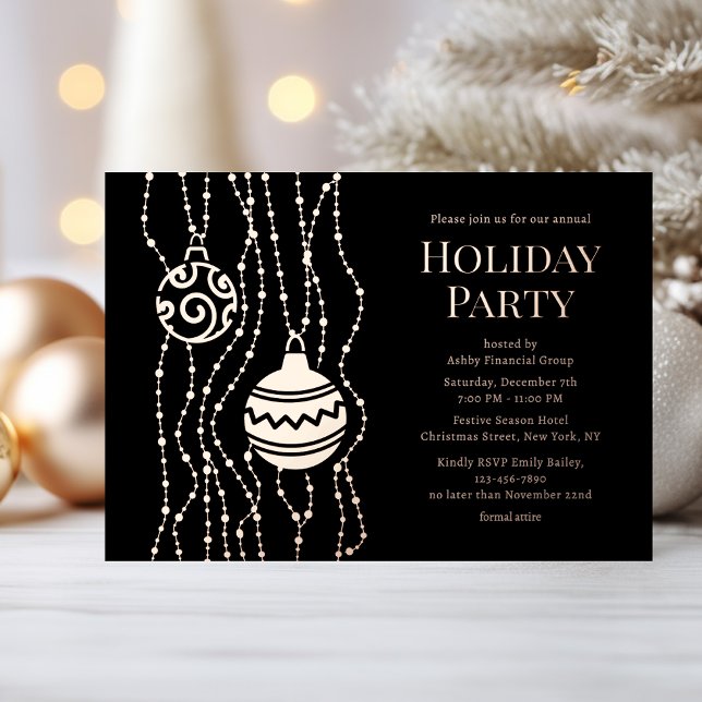 Black Elegantes Weihnachts-Party Corporate Holiday Folieneinladung (Von Creator hochgeladen)