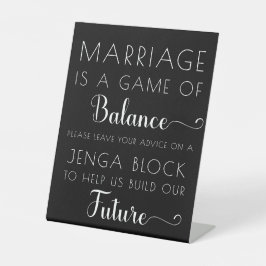 Black Eleganto Modern Jenga Gästebuch Wedding Sign Sockelschild