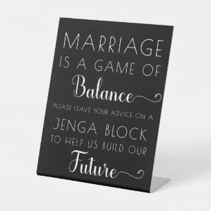 Black Eleganto Modern Jenga Gästebuch Wedding Sign Sockelschild