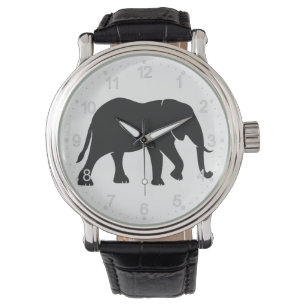 Black Elephant Illustration Tier on Zoo Silhouet Armbanduhr