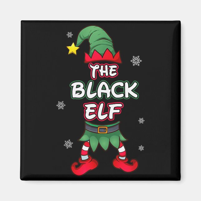 Black Elf Christmas Pajamas Pjs Matching Family Gr Magnet (Vorne)