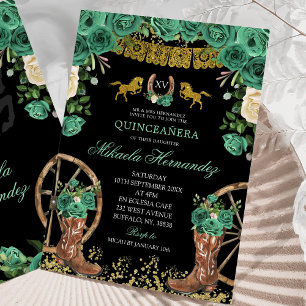 Black Emerald Green Hunter Western Boots XV Años Einladung