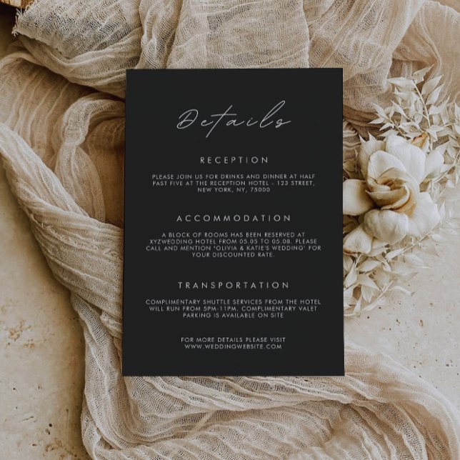 Black Enclosure Card - Die Details zum Hochzeitsvo Einladung (Black Enclosure Card-The Details Wedding Template)