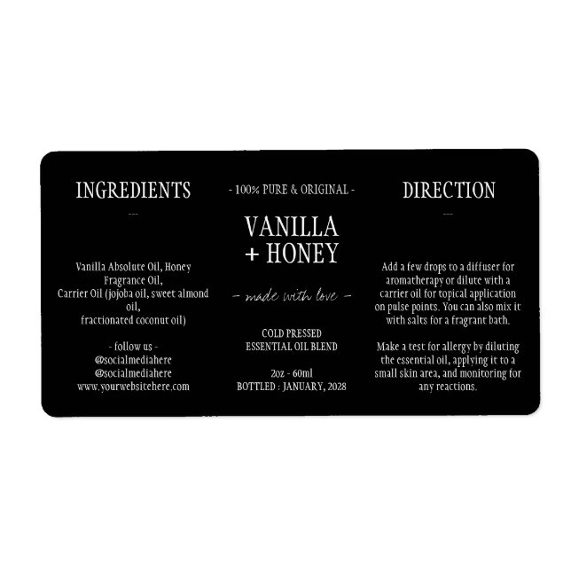 Black Essential Oil Cosmetic Flasche Wrap (Vorne)