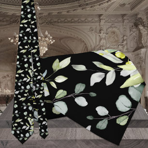 Black Eucalyptus Greenery Wedding Neck Tie Krawatte