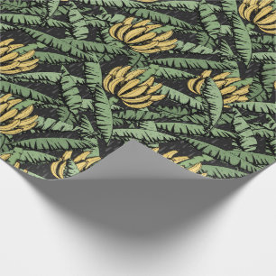 Black Exotic Yellow Bananas und Blätter Geschenkpapier
