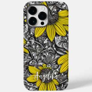 Black Eyed Susan Silber Verzierte Personalisierte Case-Mate iPhone 14 Pro Max Hülle