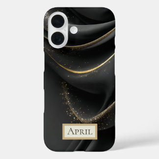 Black Fabric with Shimmering Gold  iPhone 16 Hülle