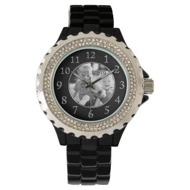 Black Face Watches für Women YOUR FOTO Armbanduhr (Vorderseite)
