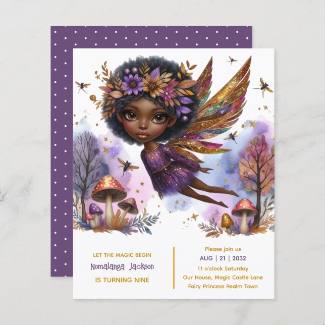 Black Fairy Birthday Fairycore Lila Gold (Vorne/Hinten)