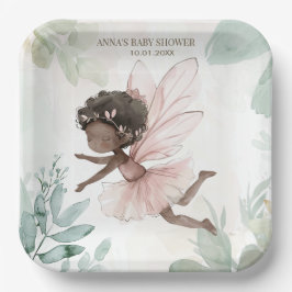 Black Fairy Girl Baby Dusche Pappteller