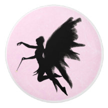 Black Fairy God Mother Pink Knob