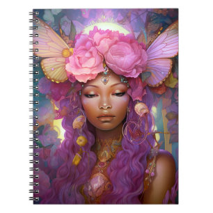 Black Fairy Queen Pink Lila Fantasy Art Notizblock