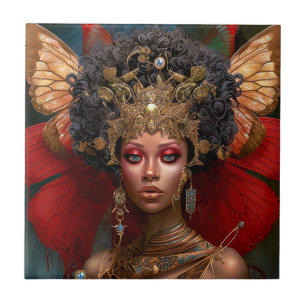 Black Fairy Queen Red Gold Faiasy Fantasy Art Fliese