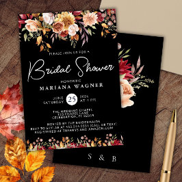 Black Fall Floral Brautparty Einladung