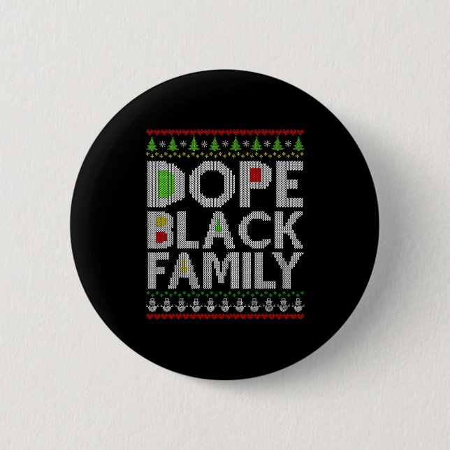Black Family 2025 Afro Christmas Tree Santa Pj Mat Button (Vorderseite)