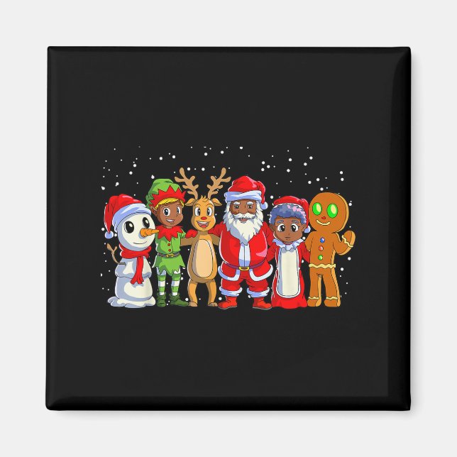 Black Family Christmas Afro African American Santa Magnet (Vorne)
