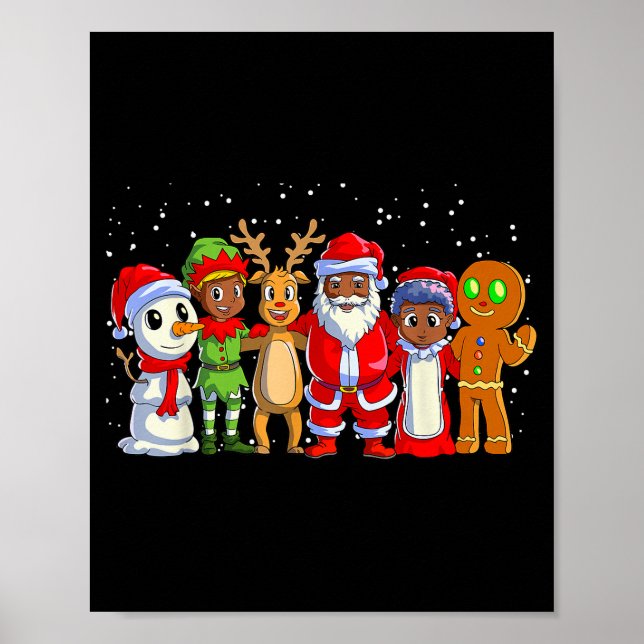 Black Family Christmas Afro African American Santa Poster (Vorne)