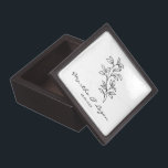 Black Fancy Minimalist Branches & Leaves Kiste<br><div class="desc">Black Fancy Minimalist Branches & Leaves Gift Ring Box. This box have a minimalist & chic twing Wedding monogram design. Fully customizable is the ideal design for a simple and elegant wedding. Design applicable to any event: Wedding, birthday, anniversary ... and everything you can think of. Perfect to give to...</div>