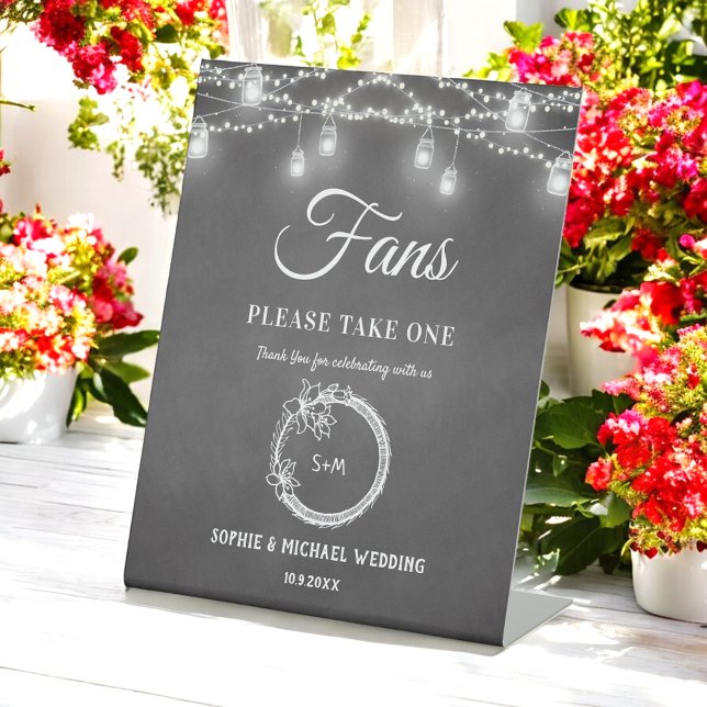 Black Fans Hochzeitsprogramm Rustikal Sockelschild (Von Creator hochgeladen)