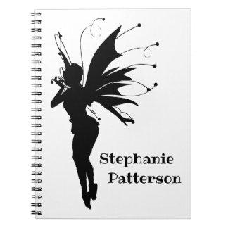 Black Fantasy Fairy Silhouette Custom Notizblock