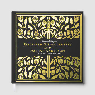 Black Fantasy Royal Medieval Sword Wedding Gästebuch
