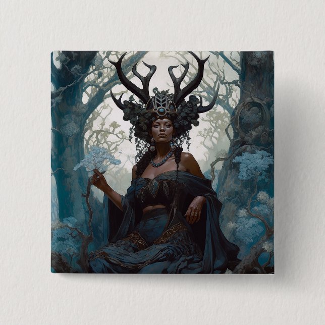 Black Fantasy Zauberei Magie Fantasie Button (Vorderseite)