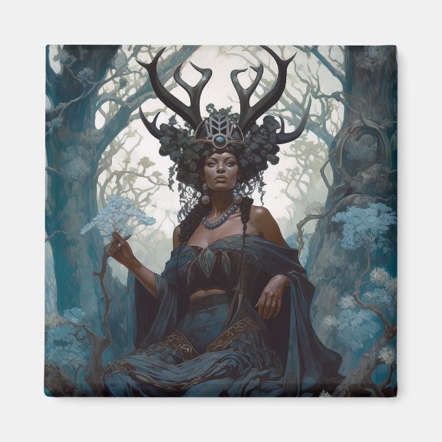 Black Fantasy Zauberei Magie Fantasie Magnet (Vorne)