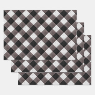 Black Farmhouse Buffalo Karierter Karo Gemustert Geschenkpapier Set