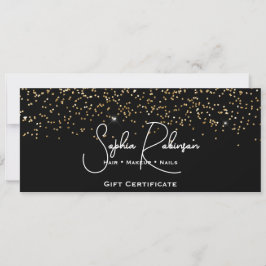 Black & Faux Gold Glitter Gift Certificate Card Einladung