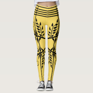 Black Fern Muster Aspen Gold Futuristic Athletic Leggings