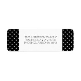 Black Festive Stars Holiday Address Labels