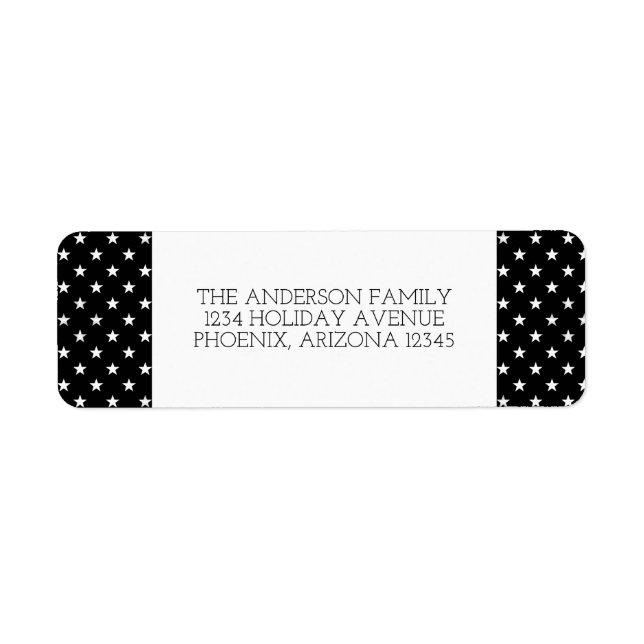 Black Festive Stars Holiday Address Labels (Vorne)