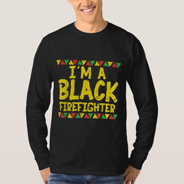 Black Firefighter Feuerwehrmann Kente African Amer T-Shirt (Vorderseite)