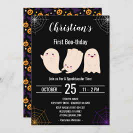 Black First Boo-thday Custom Halloween Geburtstag Einladung