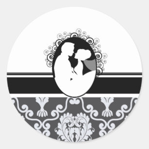 Black First Kiss Wedding Siegel Runder Aufkleber